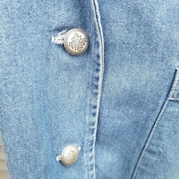 Vintage 90s y2k Denim Bling Floral Paisley Jean Jacket Blazer Size Woman's Large - Picture 9 of 11